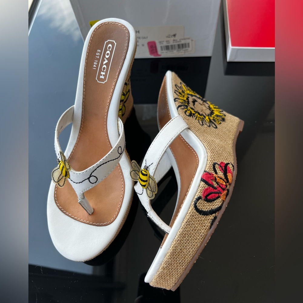 Coach Bumblebee Wedge Sandals - size 6.5